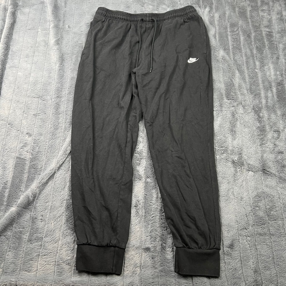 Nike Mens Sportswear Jersey Joggers Black Cotton Sweatpants L 12501